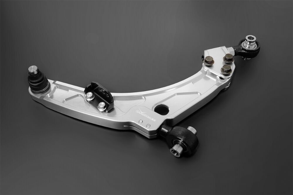 HARDRACE Front Adjustable Lower Control Arms – Mitsubishi Lancer Evolution VII-IX – studio shot on dark background