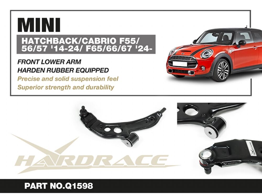 HARDRACE Front Lower Arm - MINI Convertible (F57) / Hatch (F55/F56/F65/F66) - Hardened Rubber - Image 2
