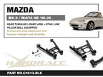 HARDRACE rear tubular lower arm – Mazda MX-5 NA/NB – part number Q1613-BLK product sheet - Hardrace Thumbnail