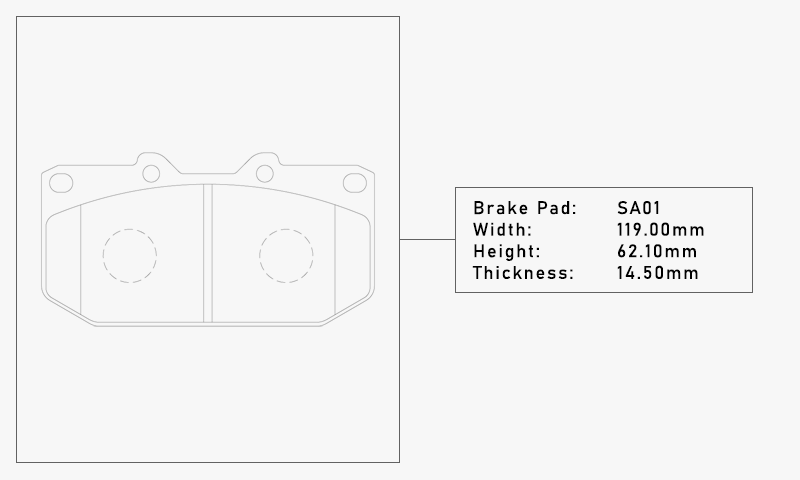 Pad Shape for Elig SB539 Sports Brake Pads (Front) – WRX 01–07