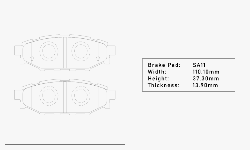 Pad Shape for Elig N95B Street Brake Pads (Rear) – WRX 08–14 / Impreza / Forester / Liberty / Toyota 86 GT