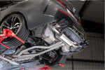 Scorpion half system – BMW M440i G22 – black ceramic Daytona tips, fitted, rear side view - Scorpion Exhausts Thumbnail