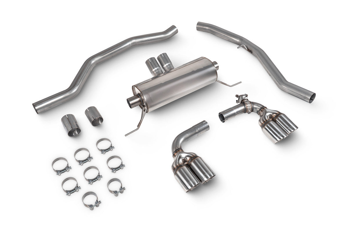 Scorpion half system – BMW M440i G22 – polished Daytona tips, kit laid out
