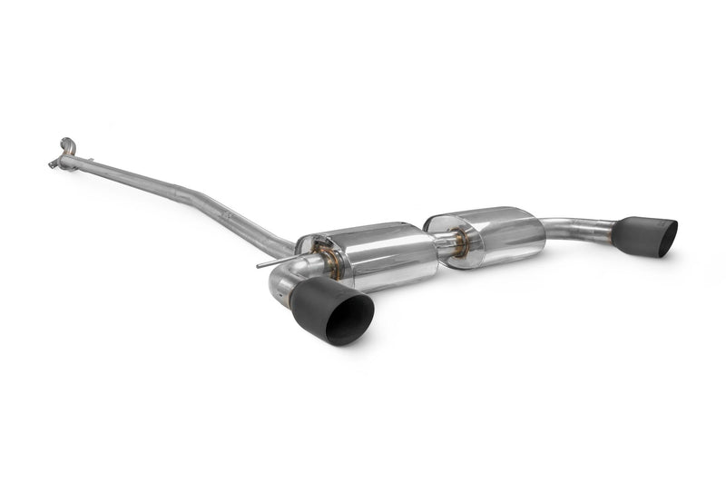 Scorpion cat-back exhaust – MINI Countryman R60 – black ceramic Daytona tailpipes, full system, three-quarter view - Scorpion Exhausts