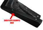 Underside of an APR carbon splitter end showing the metal skid plate (product illustration) - APR Performance Thumbnail