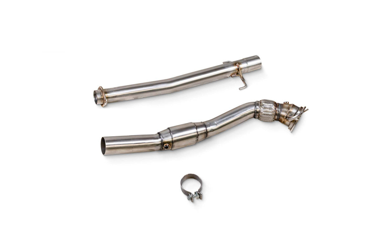 Scorpion downpipe – Toyota GR Yaris Gen 2 – sections laid out with clamp