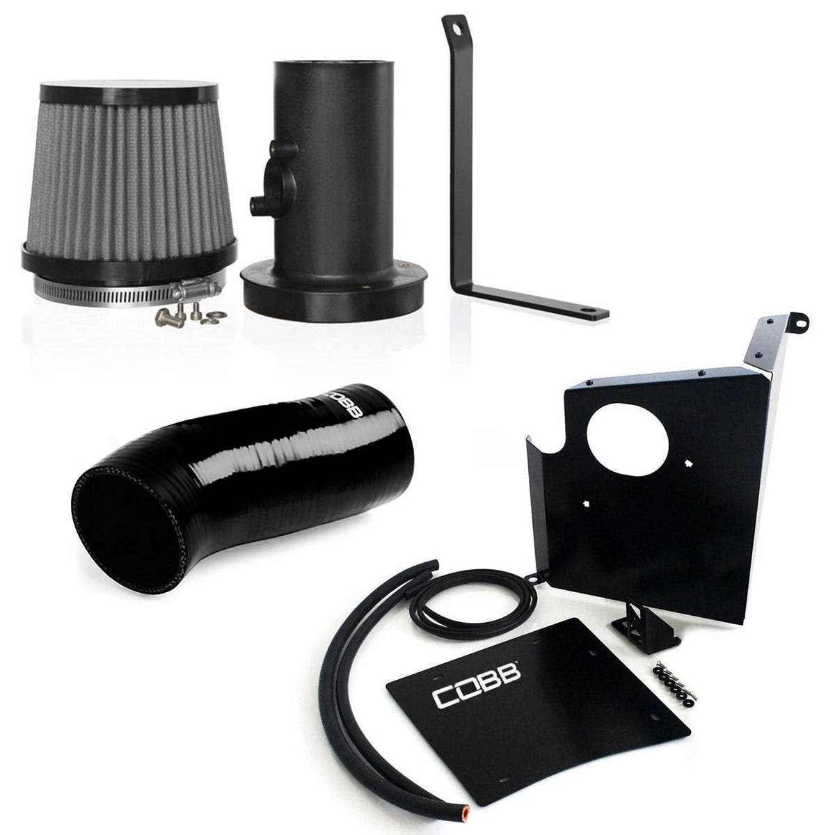 COBB SF intake and airbox – Subaru WRX/STI GD/GG – full package laid out
