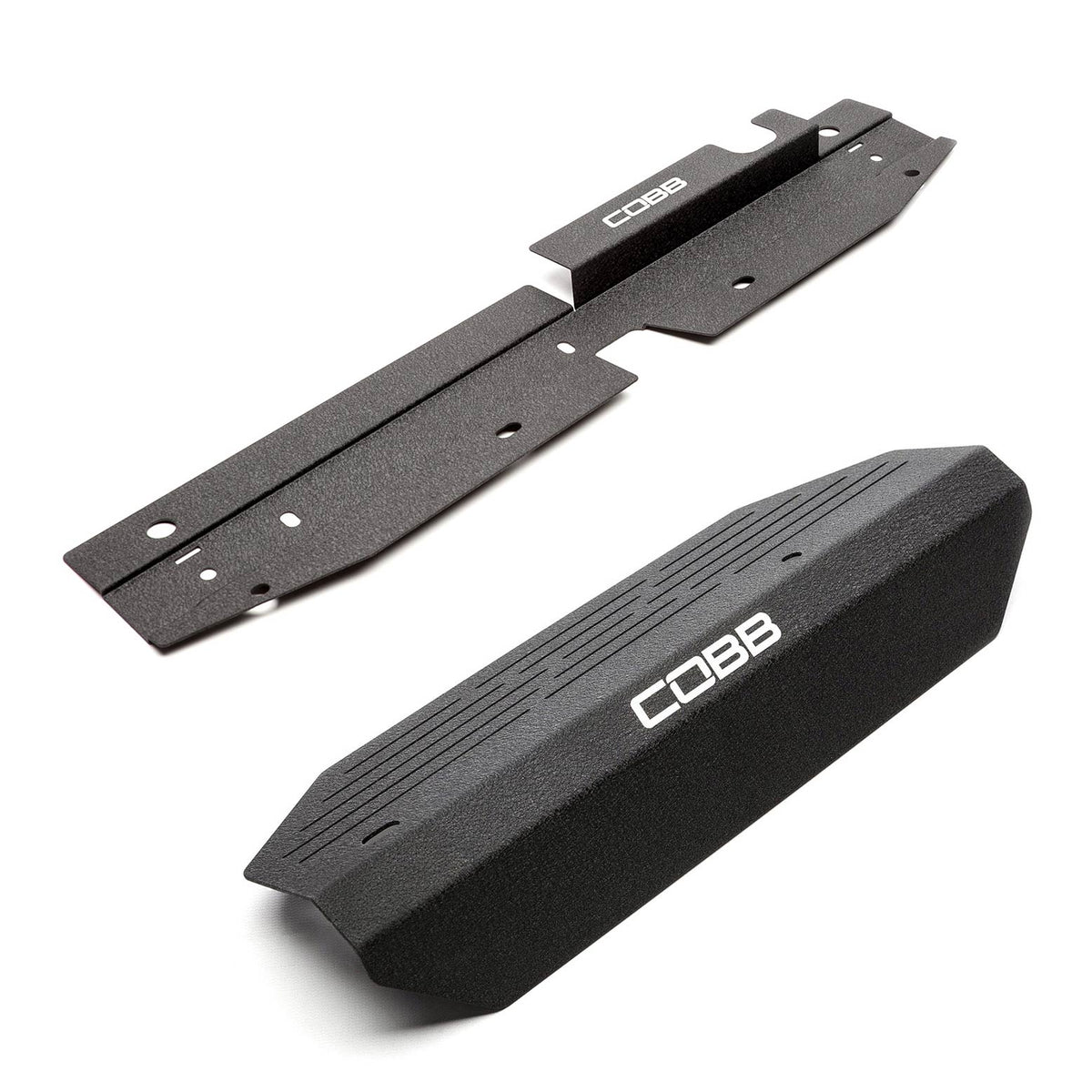 COBB radiator shroud and alternator cover – Subaru Impreza WRX STI – both parts in wrinkle black