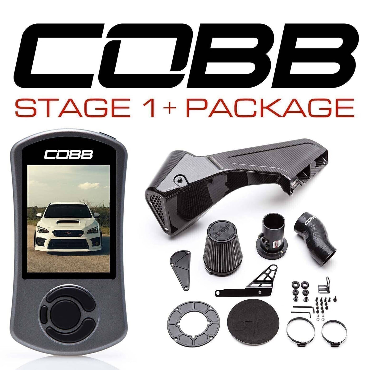 COBB Stage 1+ package – Subaru WRX STI VA – Accessport V3 and carbon intake kit
