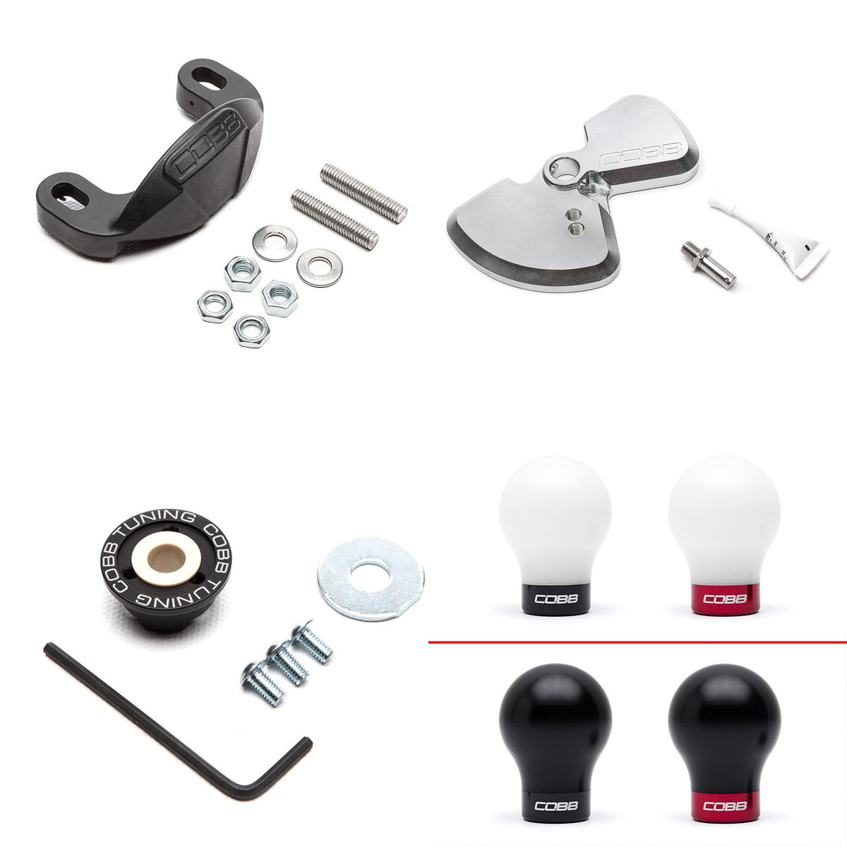 COBB Stage 1+ drivetrain package – Subaru WRX VA/VB – shift plate, bushing, stop and weighted knobs