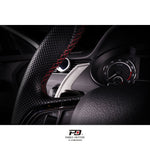 LEYO DSG billet paddle extension V1 – silver left paddle fitted, close-up - LEYO Thumbnail