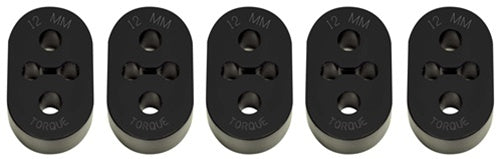 Torque Solution black polyurethane exhaust mounts, row of five (product illustration) - Torque Solution