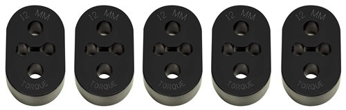 Torque Solution 12mm black polyurethane exhaust mounts, 5 pack, front view