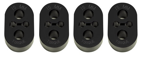 Torque Solution 15mm black polyurethane exhaust mounts, front view - Torque Solution
