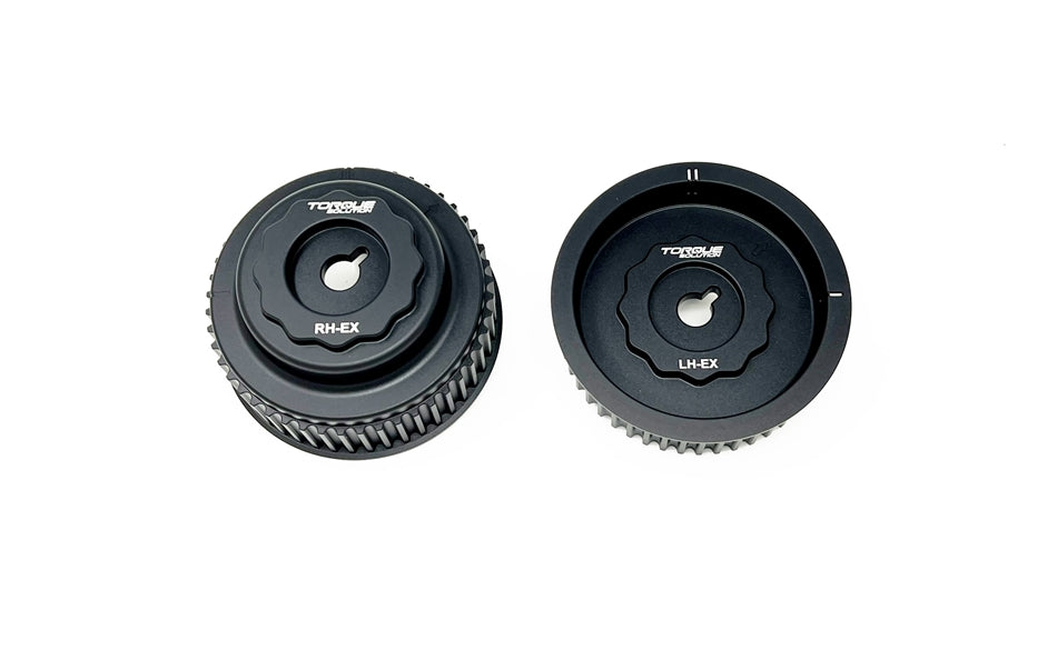 Torque Solution HD exhaust cam gear set – RH-EX and LH-EX gears side by side, face view
