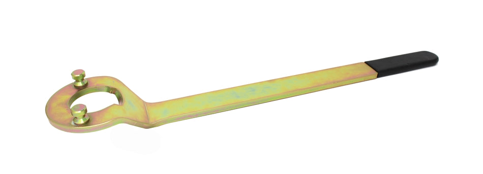 Torque Solution SOHC cam sprocket tool – zinc coated steel with two pins and rubber-grip handle