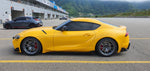 Yellow Toyota GR Supra A90 side view on Titan 7 T-S5 wheels in Satin Titanium - Titan7 Thumbnail