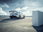 White Toyota GR Supra A90 on Titan 7 T-S5 forged wheels in Techna Bronze, rear three-quarter - Titan7 Thumbnail