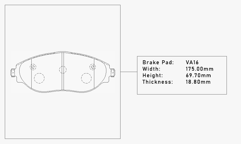 Pad Shape for Elig KT111 Racing Brake Pads (Front) – VW Golf GTI (Mk7 / Mk8), Golf R (Mk7), Audi S3 (8V)