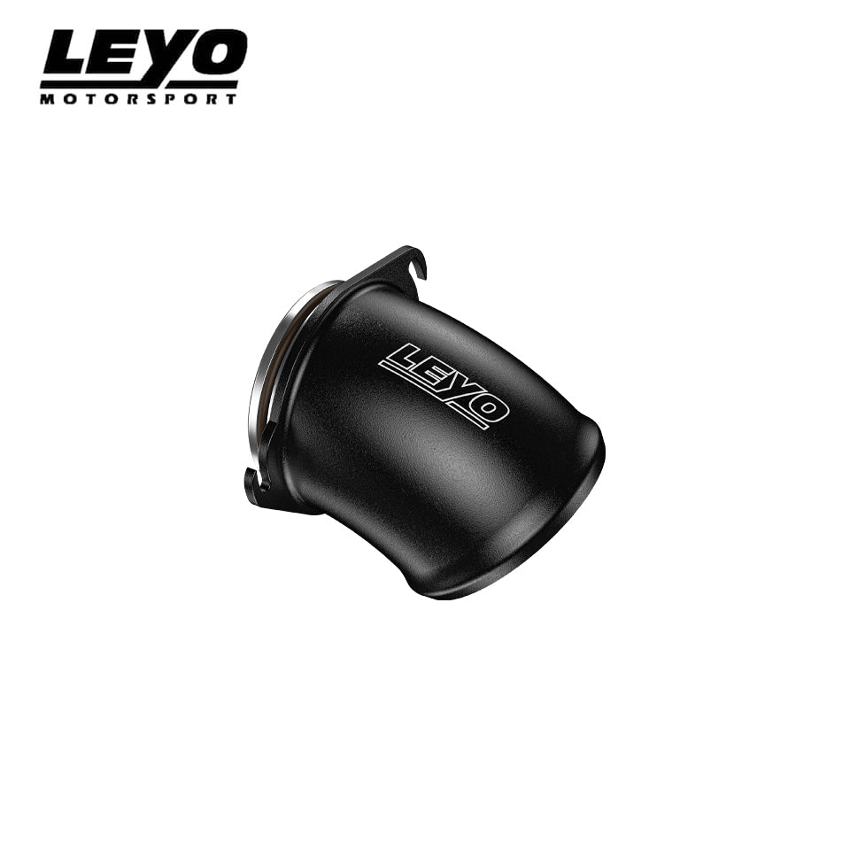 LEYO turbo inlet pipe – Golf R Mk8 / S3 8Y – black pipe showing mounting flange