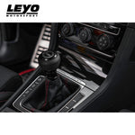 LEYO black Nappa manual shift knob – fitted to VW Golf Mk7 manual, angled view - LEYO Thumbnail