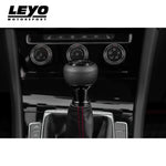 LEYO black Nappa manual shift knob – fitted to VW Golf Mk7, centre console front view - LEYO Thumbnail
