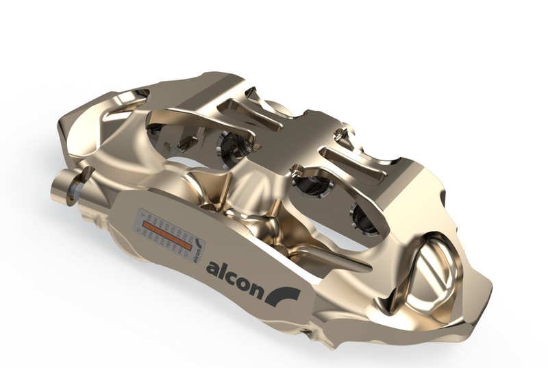 Alcon CAR95 forged monobloc 6-piston brake caliper with nickel ENP finish, angled view - Alcon