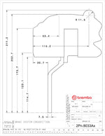 Brembo wheel clearance drawing for the 345mm rear GT kit (2Px.8033) - Brembo Thumbnail