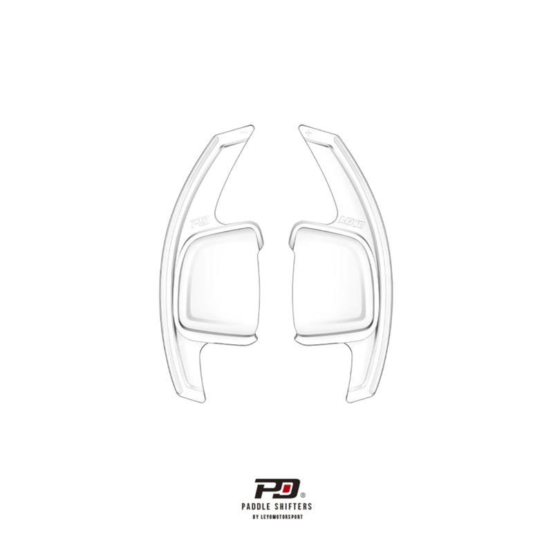 LEYO clear S tronic paddle extension V5 – Audi – clear pair, line drawing - LEYO