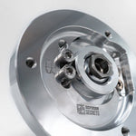 Suspension Secrets camber plate, close-up of the adjuster bolts, bearing and engraved logo - Suspension Secrets Thumbnail
