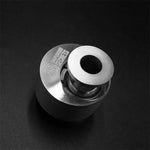 Suspension Secrets eccentric bush, angled view of the spherical bearing and engraved logo on black - Suspension Secrets Thumbnail