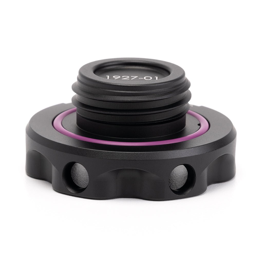 ACUITY Podium oil cap, Honda engines, satin black – side view of the thread and o-ring