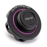 ACUITY Podium oil cap, Honda engines, satin black – underside with FKM o-ring, angled - Acuity Thumbnail