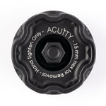ACUITY Podium oil cap, Honda engines, satin black – top view with hand-tighten and 15mm hex markings - Acuity Thumbnail