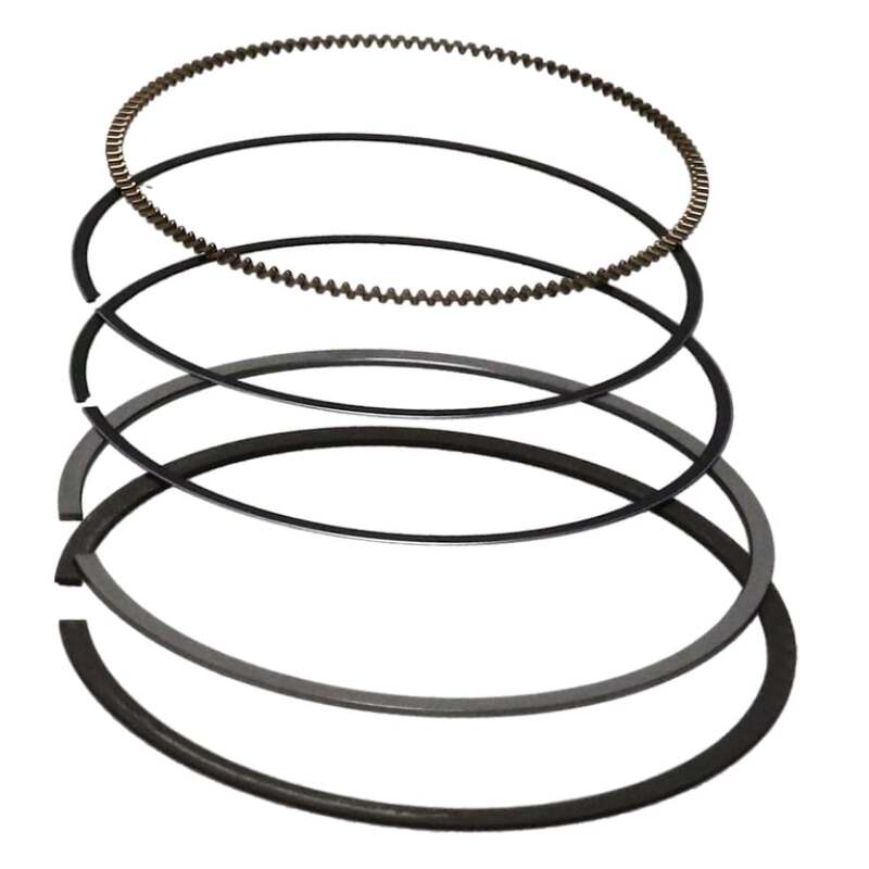 Manley piston ring set for one piston: top, second and three-piece oil rings (product illustration)