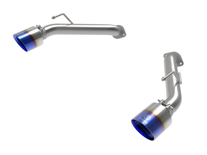 aFe Takeda axle-back exhaust for the Nissan Z RZ34 with blue flame tips, both sides - AFE Power