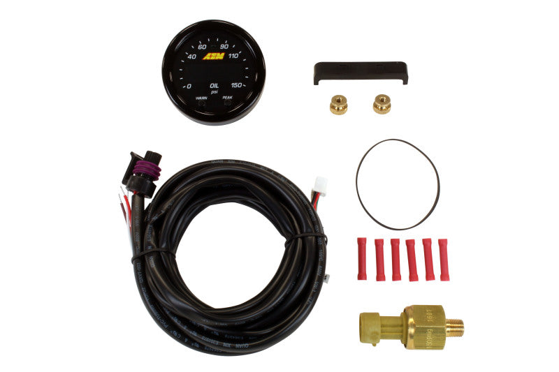 AEM X-Series Oil Pressure Gauge Kit - Universal - 0-150 PSI/10 BAR - AEM Electronics