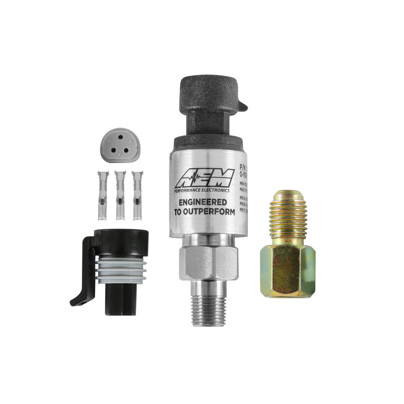 AEM 100 PSIG Stainless Sensor Kit – 1/8" NPT Male with -4AN & 3/16 Adapters - Chicane Australia - AEM Electronics