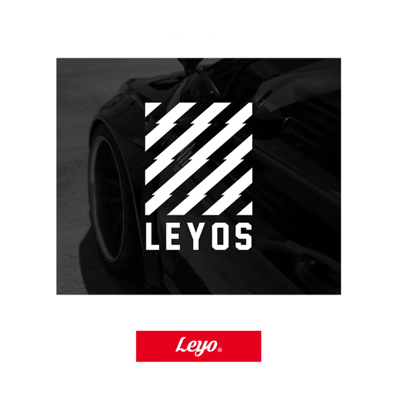 LEYO under mirror decal sticker – white LEYOS logo graphic - LEYO