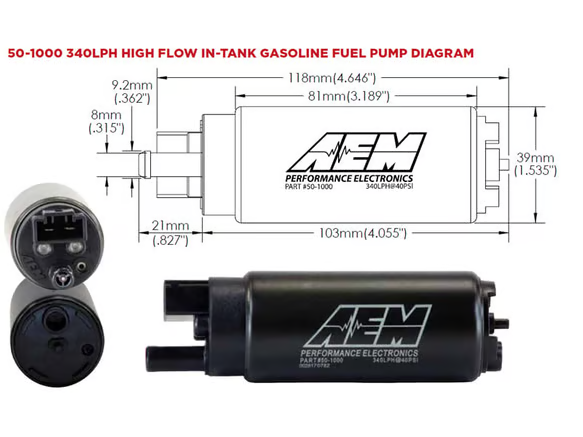 AEM 340LPH High Flow In-Tank Fuel Pump - Chicane Australia