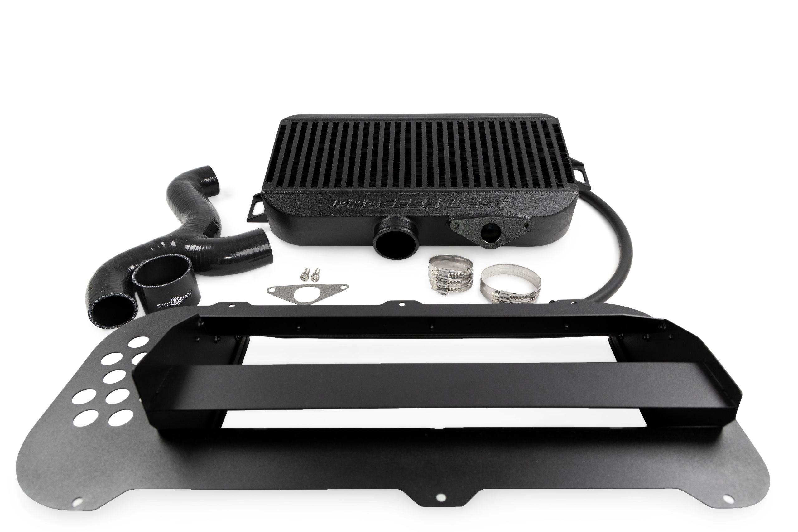 Process West Top Mount Intercooler Kit – Subaru Forester XT (04–07) with 02 STI Bonnet Scoop – Black - Chicane Australia