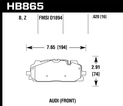 Pad Shape for Hawk Performance Ceramic Front Brake Pads – Audi RS3 (8Y)