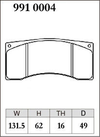 Pad Shape for DIXCEL RE Type Front Brake Pads – Alcon CAR49 / TA4+, CRB343 / 332, CAR23 (16mm)