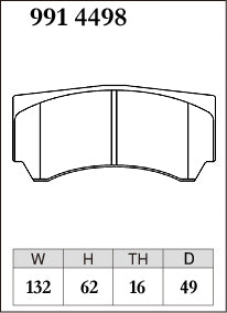 Pad Shape for Dixcel Z Type Brake Pads – Alcon CAR98 MONO4 (16mm)