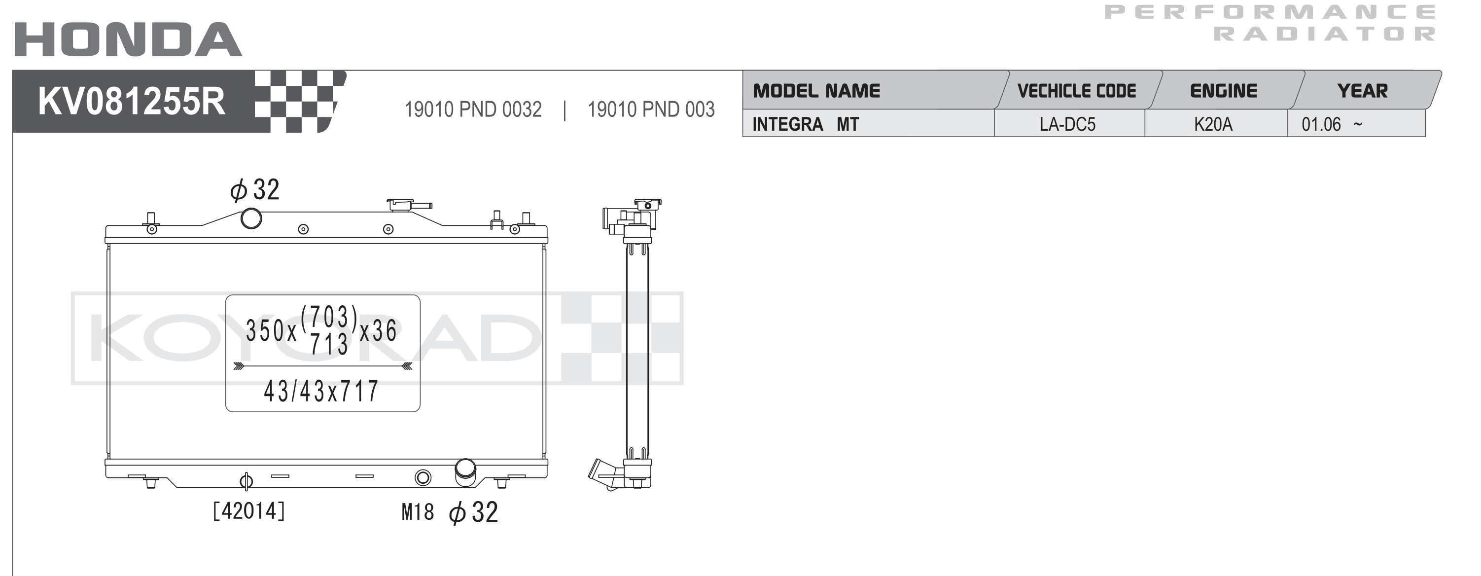 Koyorad Performance Radiator - Honda Integra Type R (DC5) - Image 2