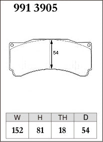 Pad Shape for Dixcel Z Type Front Brake Pads – Alcon CAR89 / TA6+, AP Racing CP9660 (18mm)