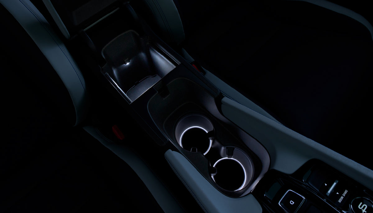 White LED illumination in the centre console drink holders of a Honda Prelude BF1