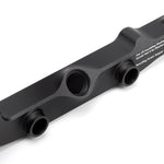 ACUITY K-series fuel rail, Honda K-series, satin black – close-up of the centre-feed and end ports - Acuity Thumbnail