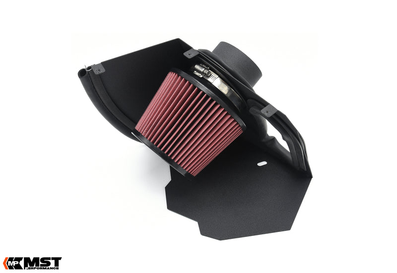 MST cold air intake for the Audi A4 B9 1.4 TFSI: heat shield and red cone filter, cover off - MST Performance