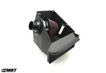 MST Mercedes W177 intake heat shield box with cone filter and black CNC intake tube, rear view - MST Performance Thumbnail